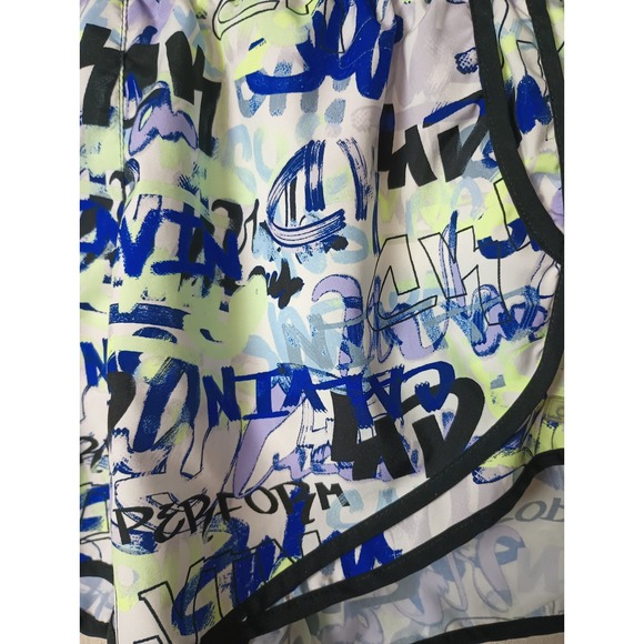 Women's Calvin Klein Lined Running Shorts Graffiti Print Activewear Size Large V - Picture 6 of 7